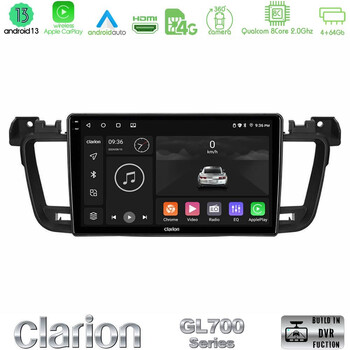 Clarion Gl700 Series 8core Android13 4+64gb Peugeot 508 2010-2018 Navigation Multimedia Tablet 9 με Carplay &Amp; Android Auto u-gl7-Pg0704