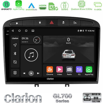 Clarion Gl700 Series 8core Android13 4+64gb Peugeot 308/rcz Navigation Multimedia Tablet 9 με Carplay &Amp; Android Auto u-gl7-Pg705b
