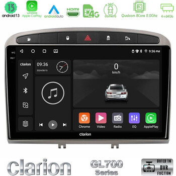 Clarion Gl700 Series 8core Android13 4+64gb Peugeot 308/rcz Navigation Multimedia Tablet 9 (Ασημί Χρώμα) με Carplay &Amp; Android Auto u-gl7-Pg705s