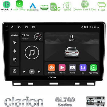 Clarion Gl700 Series 8core Android13 4+64gb Renault Clio 5 2020-2024 Navigation Multimedia Tablet 9 με Carplay &Amp; Android Auto u-gl7-Rn1389