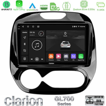 Clarion Gl700 Series 8core Android13 4+64gb Renault Captur 2013-2019 (Auto ac) Navigation Multimedia Tablet 9 με Carplay &Amp; Android Auto u-gl7-Rn748a