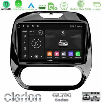 Clarion Gl700 Series 8core Android13 4+64gb Renault Captur 2013-2019 (Manual ac) Navigation Multimedia Tablet 9 με Carplay &Amp; Android Auto u-gl7-Rn748m
