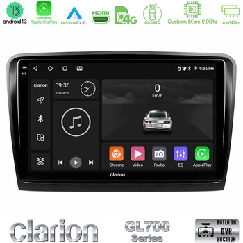 Clarion Gl700 Series 8core Android13 4+64gb Skoda Superb 2008-2015 Navigation Multimedia Tablet 9 με Carplay &Amp; Android Auto u-gl7-Sk0817