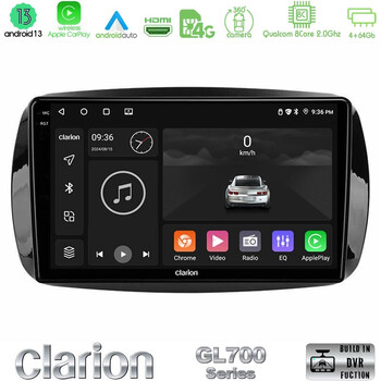 Clarion Gl700 Series 8core Android13 4+64gb Smart 453 Navigation Multimedia Tablet 9 με Carplay &Amp; Android Auto u-gl7-Sm0861