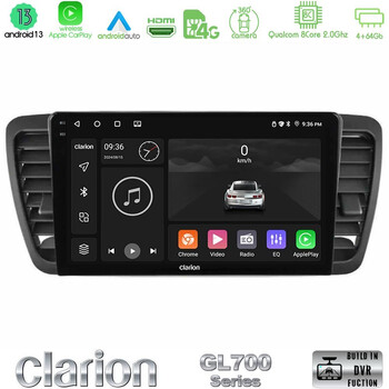 Clarion Gl700 Series 8core Android13 4+64gb Subaru Legacy/outback 2002-2008 Navigation Multimedia Tablet 9 με Carplay &Amp; Android Auto u-gl7-Su0969