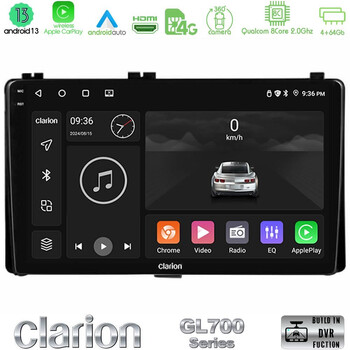 Clarion Gl700 Series 8core Android13 4+64gb Toyota Corolla/auris 2017-2019  Navigat-ion Multimedia Tablet 9 με Carplay &Amp; Android Auto u-gl7-Ty1106