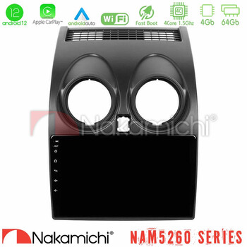 Nakamichi Nam5260 Series 4core Android12 4+64gb Nissan Qashqai j10 Navigation Multimedia Tablet 9 με Carplay &Amp; Android Auto u-n44-Ns0264