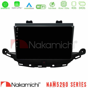 Nakamichi Nam5260 Series 4core Android12 4+64gb Opel Astra k 2015-2019 Navigation Multimedia Tablet 9 με Carplay &Amp; Android Auto u-n44-Op0113