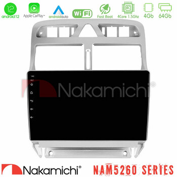Nakamichi Nam5260 Series 4core Android12 4+64gb Peugeot 307 2002-2008 Navigation Multimedia Tablet 9 με Carplay &Amp; Android Auto u-n44-Pg0655