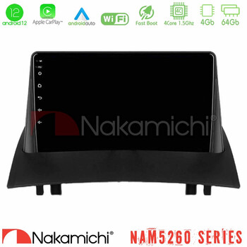 Nakamichi Nam5260 Series 4core Android12 4+64gb Renault Megane 2 2002-2008 Navigation Multimedia Tablet 9 με Carplay & Android Auto u-n44-Rn0717