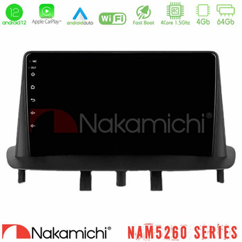 Nakamichi Nam5260 Series 4core Android12 4+64gb Renault Megane 3 2009-2013 Navigation Multimedia Tablet 9 με Carplay & Android Auto u-n44-Rn0718