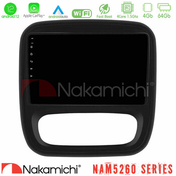 Nakamichi Nam5260 Series 4core Android12 4+64gb Renault/nissan/opel/fiat Navigation Multimedia Tablet 9 με Carplay & Android Auto u-n44-Rn1102
