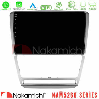Nakamichi Nam5260 Series 4core Android12 4+64gb Skoda Octavia 5 Navigation Multimedia Tablet 10 με Carplay & Android Auto u-n44-Sk229s