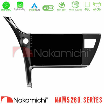 Nakamichi Nam5260 Series 4core Android12 4+64gb Toyota Corolla 2017-2018 Navigation Multimedia Tablet 10 με Carplay & Android Auto u-n44-Ty0158