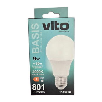 ΛΑΜΠΑ LED BASIS A60 E27 9W 801Lm 4000K VITO