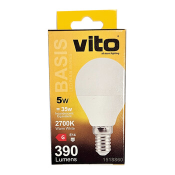 ΛΑΜΠΑ LED BASIS ΣΦΑΙΡΙΚΗ G45 E14 5W 390Lm 2700K VITO