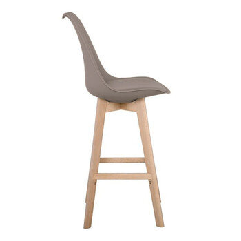 MARTIN Σκαμπό BAR Οξιά Φυσικό, PP-Pu Sand Beige, Μονταρισμένη Ταπετσαρία