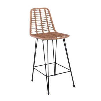 SALSA Σκαμπό BAR-Pro με Πλάτη, Μέταλλο Βαφή Μαύρο, Wicker Φυσικό