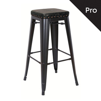 RELIX Σκαμπό Bar-Pro, Στοιβαζόμενο, Μέταλλο Βαφή Μαύρο Matte, Pu Μαύρο