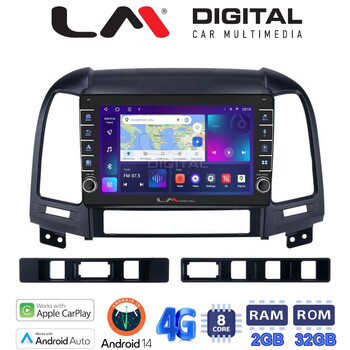 LM Digital - LM ZG8239 GPS Οθόνη OEM Multimedia Αυτοκινήτου για Hyundai SantaFe 2006 > 2013 (CarPlay/AndroidAuto/BT/GPS/WIFI/GPRS) electriclife