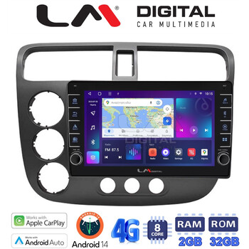 LM Digital - LM ZG8373 GPS Οθόνη OEM Multimedia Αυτοκινήτου για HONDA CIVIC 4πορτο 2001 > 2006 (CarPlay/AndroidAuto/BT/GPS/WIFI/GPRS) electriclife