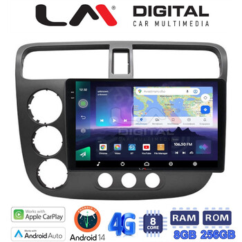 LM Digital - LM ZQ8373 GPS Οθόνη OEM Multimedia Αυτοκινήτου για HONDA CIVIC 4πορτο 2001 > 2006 (CarPlay/AndroidAuto/BT/GPS/WIFI/GPRS) electriclife