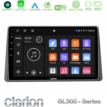 Clarion Gl300 Series Dacia Duster 2022-2024 4core Android11 2+32gb Navigation Multimedia Tablet 9″ με Carplay &Amp; Android Auto u-gl3-Dc2501