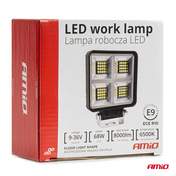 04200/AM ΠΡΟΒΟΛΕΑΣ ΕΡΓΑΣΙΑΣ ΤΕΤΡΑΓΩΝΟΣ LED 68W 9-36V 8.000lm 6.500K AWL59 AMIO - 1 ΤΕΜ.
