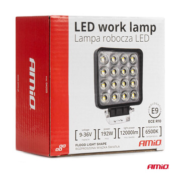 04205/AM ΠΡΟΒΟΛΕΑΣ ΕΡΓΑΣΙΑΣ ΤΕΤΡΑΓΩΝΟΣ LED 192W 9-36V 12.000lm 6.500K AWL64 AMIO - 1 ΤΕΜ.