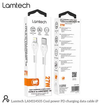LAMTECH FAST CHARGING AND DATA CABLE TYPE-C TO LIGHTNING 1M 27W WHITE