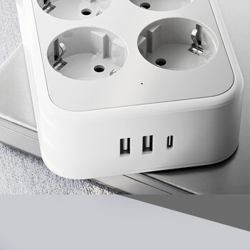 TESSAN 9 IN 1 POWER STRIP 25W 6xSCHUKO, 2xUSB, 1xTYPE-C 2M CABLE