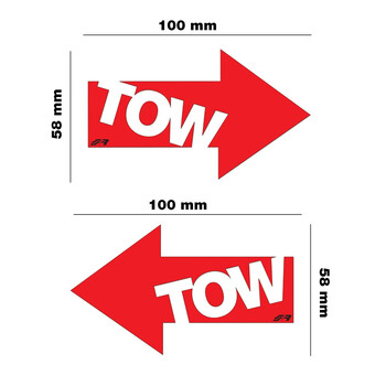 SRCR/TR ΑΥΤΟΚΟΛΛΗΤΟ TOW ΚΟΚΚΙΝΟ 100x58mm SIMONI RACING - 2 ΤΕΜ.