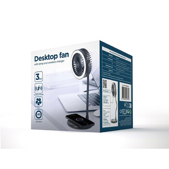 GEMBIRD DESKTOP FAN WITH LED LAMP AND WIRELESS CHARGER