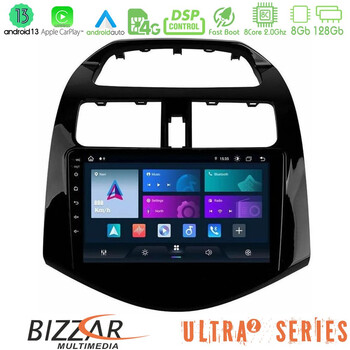 Bizzar Ultra Series Chevrolet Spark 2009-2015 8core Android13 8+128gb Navigation Multimedia Tablet 9" u-ul2-Cv0683