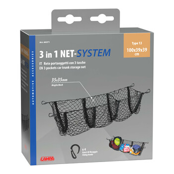 L6027.1 ΕΛΑΣΤΙΚΟ ΔΙΧΤΥ ΠΟΡΤ ΜΠΑΓΚΑΖ 3 ΘΕΣΕΩΝ NET SYSTEM 13 ΜΕ 4 ΓΑΝΤΖΟΥΣ 100x39x39cm LAMPA -  1 ΤΕΜ.