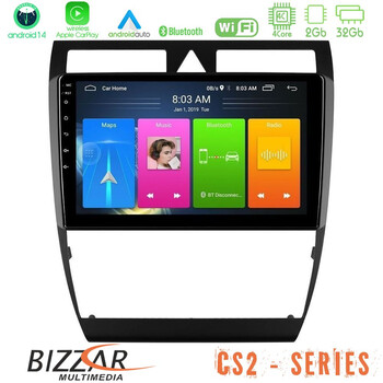 Bizzar cs2 Series 4core Android14 2+32gb Audi a6 (C5) 1997-2004 Navigation Multimedia Tablet 9" με Carplay & Android Auto u-cs2-Au0857