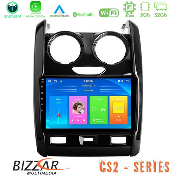 Bizzar cs2 Series 4core Android14 2+32gb Dacia Duster 2014-2018 Navigation Multimedia Tablet 9" με Carplay & Android Auto u-cs2-Dc0430