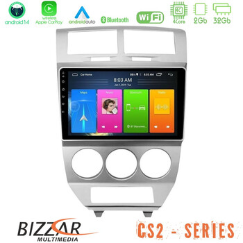 Bizzar cs2 Series 4core Android14 2+32gb Dodge Caliber 2006-2011 Navigation Multimedia Tablet 10" με Carplay & Android Auto u-cs2-Dg0707