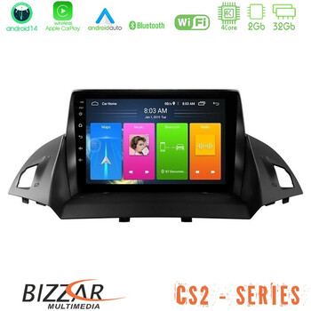Bizzar cs2 Series 4core Android14 2+32gb Ford c-Max/kuga Navigation Multimedia Tablet 9" με Carplay & Android Auto u-cs2-Fd0047