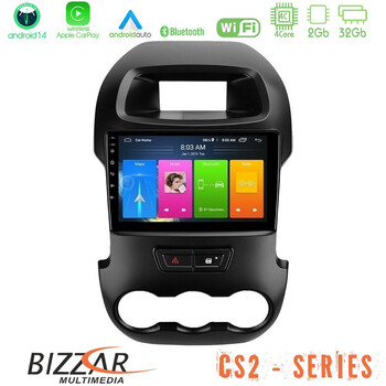 Bizzar cs2 Series 4core Android14 2+32gb Ford Ranger 2012-2016 Navigation Multimedia Tablet 9" με Carplay & Android Auto u-cs2-Fd0591