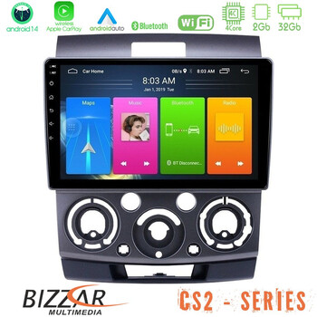 Bizzar cs2 Series 4core Android14 2+32gb Ford Ranger/mazda Bt50 Navigation Multimedia Tablet 9" με Carplay & Android Auto u-cs2-Fd0687