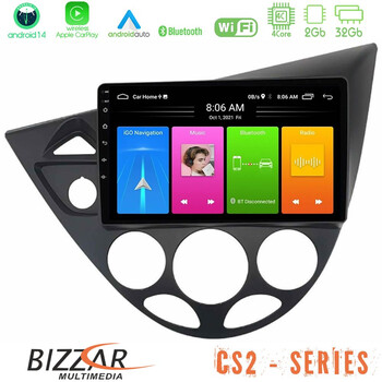 Bizzar cs2 Series 4core Android14 2+32gb Ford Focus 1999-2004 Navigation Multimedia Tablet 9" με Carplay & Android Auto u-cs2-Fd1331