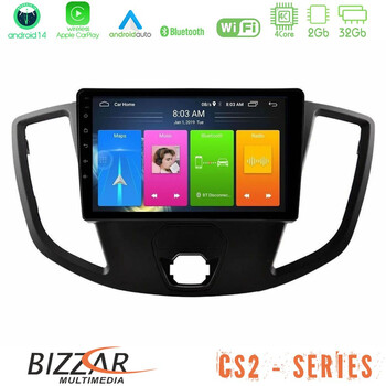 Bizzar cs2 Series 4core Android14 2+32gb Ford Transit 2014-> Navigation Multimedia Tablet 9" με Carplay & Android Auto u-cs2-Fd1554