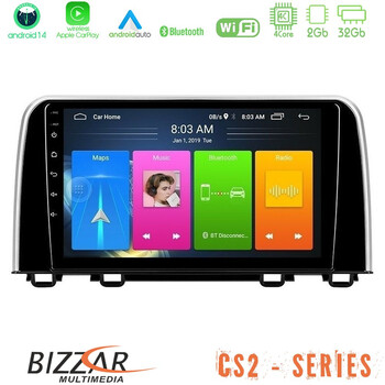 Bizzar cs2 Series 4core Android14 2+32gb Honda cr-v 2019-&Gt; Navigation Multimedia Tablet 10" με Carplay & Android Auto u-cs2-Hd0160