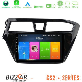 Bizzar cs2 Series 4core Android14 2+32gb Hyundai i20 2014-2018 Navigation Multimedia Tablet 9" με Carplay & Android Auto u-cs2-Hy1143