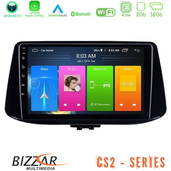 Bizzar cs2 Series 4core Android14 2+32gb Hyundai i30 Navigation Multimedia Tablet 9" με Carplay & Android Auto u-cs2-Hy0890