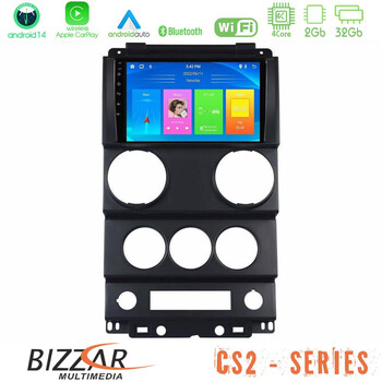 Bizzar cs2 Series 4core Android14 2+32gb Jeep Wrangler 2door 2008-2010 Navigation Multimedia Tablet 9" με Carplay & Android Auto u-cs2-Jp1037