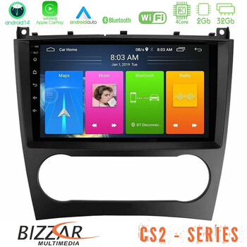 Bizzar cs2 Series 4core Android14 2+32gb Mercedes W203 Facelift Navigation Multimedia Tablet 9" με Carplay & Android Auto u-cs2-Mb0926