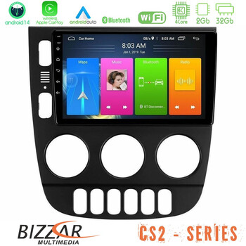 Bizzar cs2 Series 4core Android14 2+32gb Mercedes ml Class 1998-2005 Navigation Multimedia Tablet 9" με Carplay & Android Auto u-cs2-Mb1418