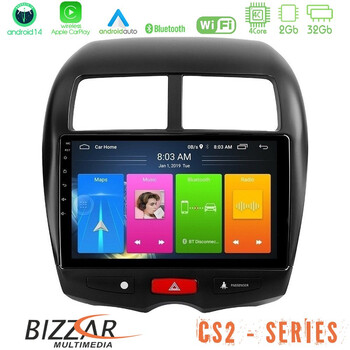 Bizzar cs2 Series 4core Android14 2+32gb Mitsubishi asx Navigation Multimedia Tablet 10" με Carplay & Android Auto u-cs2-Mt0075